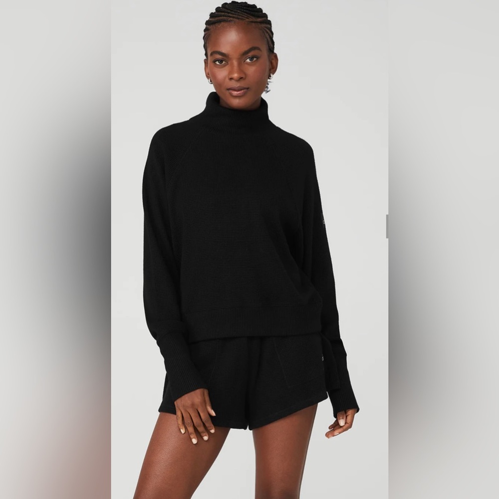 Waffle Weekend Escape Mock Neck Long Sleeve